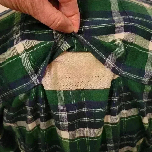 Green Plaid Flannel Shirt M Backpacker Outdoor Trail Shirt Rugged Forestcore - Picture 10 of 12